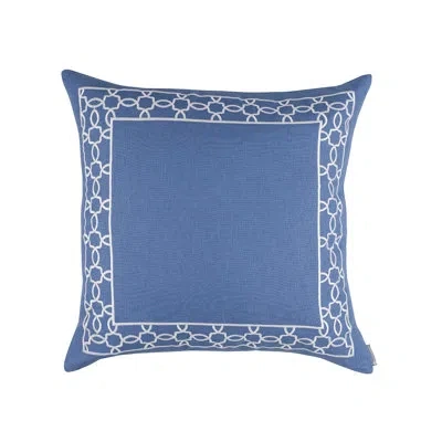 Lili Alessandra Lynx European Square Linen Pillow Cover & Insert In Blue