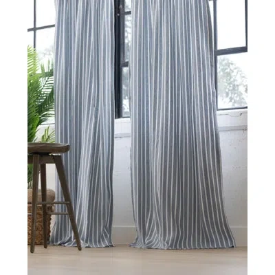 Lili Alessandra Meadow Cotton Blend Semi-sheer Curtain In Blue