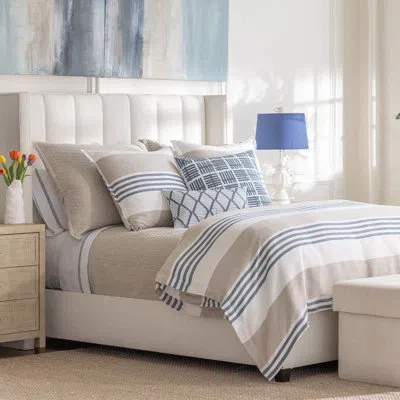 Lili Alessandra Newport Standard Cotton Duvet Cover In White,natural,blue