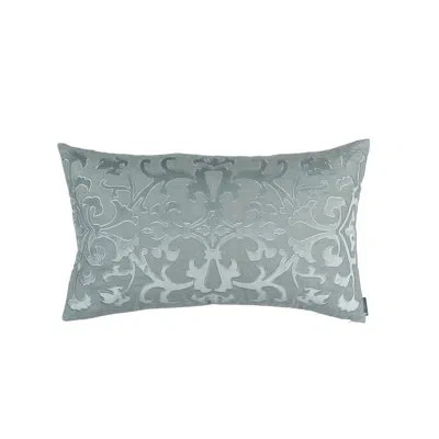 Lili Alessandra Olivia Feathers Damask Lumbar Pillow In Sky