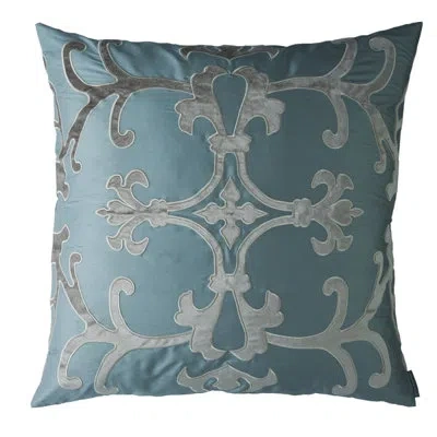 Lili Alessandra Olivia Silk/velvet Feathers Damask Throw Pillow In Green