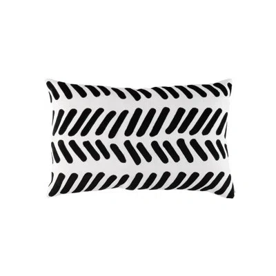 Lili Alessandra Peru Linen Lumbar Rectangular Indoor/outdoor Pillow Cover & Insert In White,black