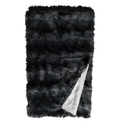 Lili Alessandra Rectangle Faux Fur Throw In Black