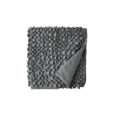 Lili Alessandra Ribbon Silk Throw In Gray