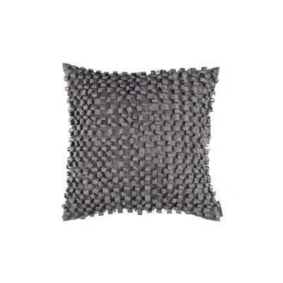 Lili Alessandra Ribbon Square Silk Pillow Cover & Insert In Pewter