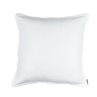 Lili Alessandra Tessa Linen Feathers Striped Euro Pillow In White