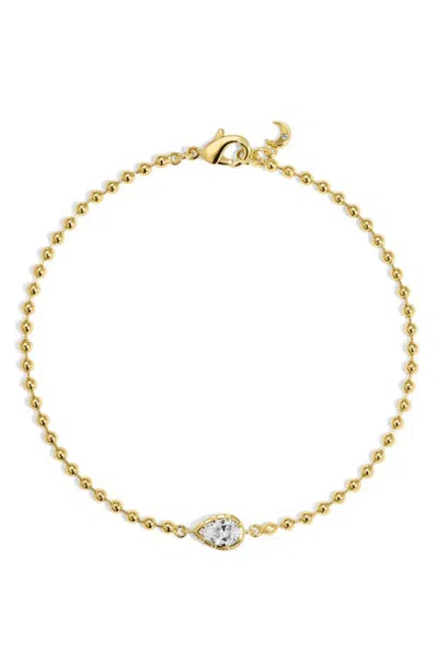 Lili Claspe Mini Cleo Pear Cubic Zirconia Ball Chain Bracelet In Gold