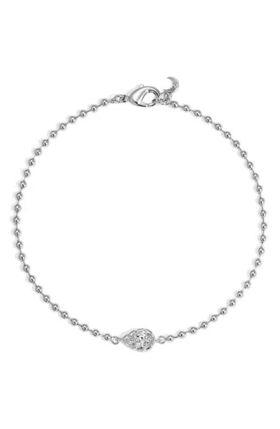 Lili Claspe Mini Cleo Pear Cubic Zirconia Ball Chain Bracelet In Silver