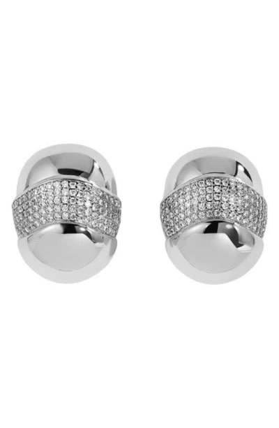 Lili Claspe Pavé Cubic Zirconia Shield Earrings In Silver