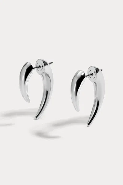 Lili Claspe Smooth Tusk Ear Jacket Earrings In Silver
