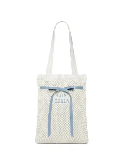 Lili Curia 리본 디테일 니트 토트 백 In Blue