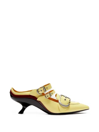 Lili Curia Astrid Buckle-strap Mules In Yellow