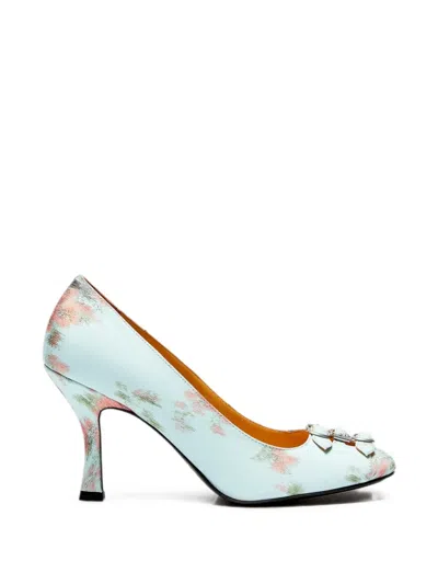 Lili Curia Babette Floral-print Buckle-detail Pumps In Blue