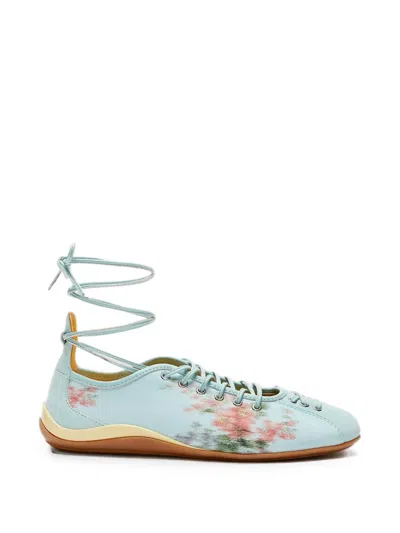 Lili Curia Isolde Floral-print Lace-up Sneakers In Blue