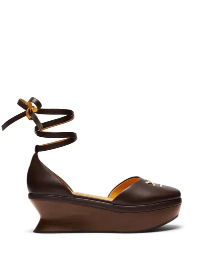 Lili Curia Petra Lace-up Platform Sandals In Silver
