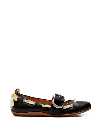 Lili Curia Sylvie Buckle-fastening Ballet Flats In Black