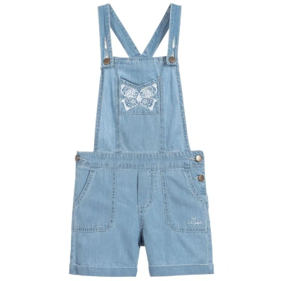 Lili Gaufrette Kids' Girls Blue Chambray Dungaree Shorts