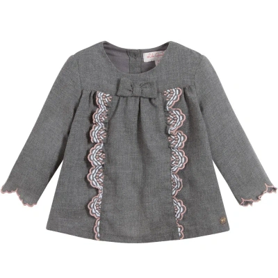 Lili Gaufrette Babies' Girls Grey Cotton Blouse