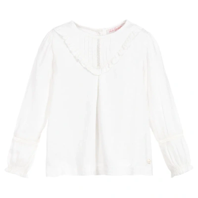 Lili Gaufrette Kids' Girls Ivory Crêpe Blouse In White