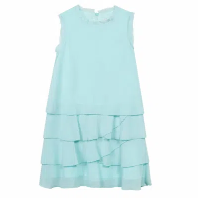 Lili Gaufrette Kids' Girls Lima Crepe Layered Dress In Lagoon In Blue