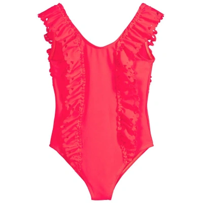 Lili Gaufrette Babies' Girls Neon Pink Swimsuit In Red