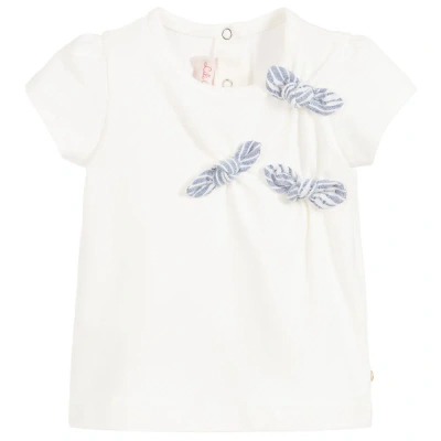 Lili Gaufrette Babies' Girls White Cotton T-shirt