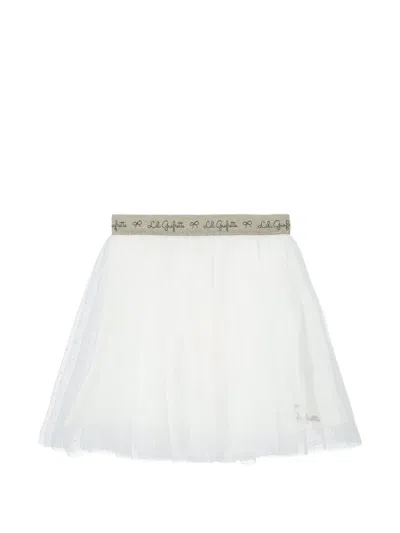 Lili Gaufrette Kids' Logo-waistband Tulle Skirt In White