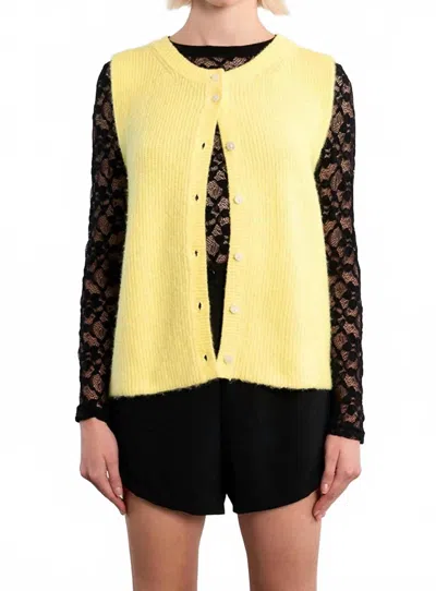 Lili Sidonio Buttoned Sweater Cardigan Vest In Yellow