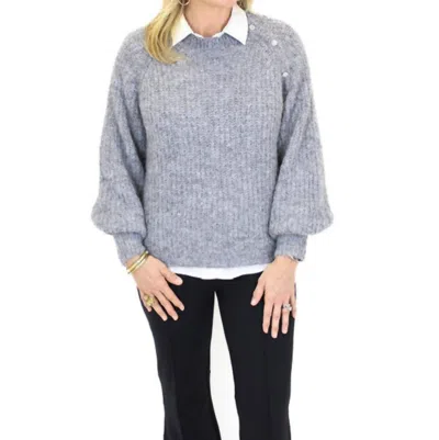 Lili Sidonio Embellished Shoulder Sweater In Grey