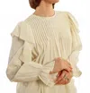 Lili Sidonio Fluid Ruffled Woven Blouse In Beige In Neutral