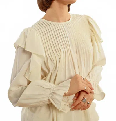 Lili Sidonio Fluid Ruffled Woven Blouse In Beige In Neutral