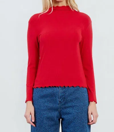 Lili Sidonio Knitted Ruffle Collared Sweater In Red