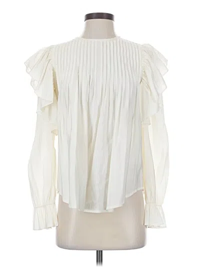 Pre-owned Lili Sidonio Molly Bracken Long Sleeve Blouse In White