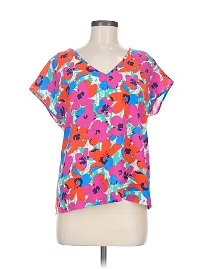 Pre-owned Lili Sidonio Molly Bracken Short Sleeve Blouse In Red