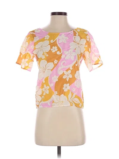 Pre-owned Lili Sidonio Molly Bracken Short Sleeve Top Yellow Square Neckline Tops
