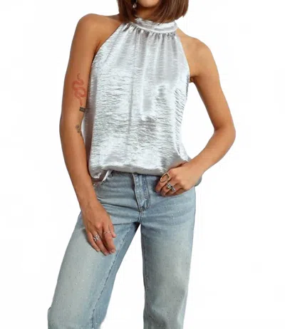 Lili Sidonio Women's Satin Top In Silver In Blue