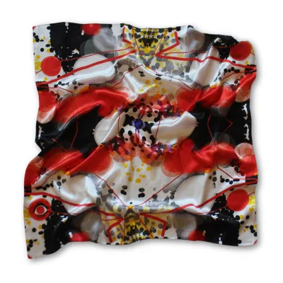 Lilia Munn Women's Geometric Play Red Silk Scarf In Pink