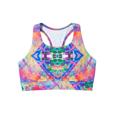 Lilia Munn Women's High Support Racerback Sports Bra– Purple| Daybue Celebration Print