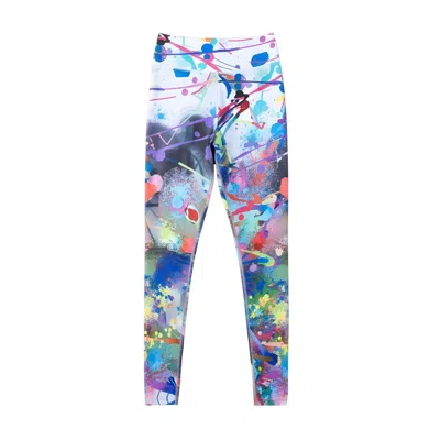 Lilia Munn Women's High Waisted Leggings – White| Visual Symphony Print