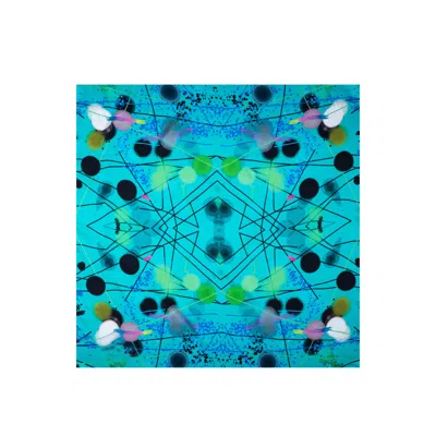 Lilia Munn Women's Mulberry Silk Scarf– Aqua| Beneath The Sea Print In Purple
