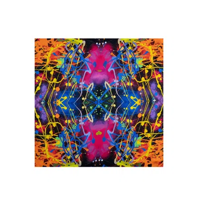 Lilia Munn Women's Mulberry Silk Scarf– Black In Black/purple