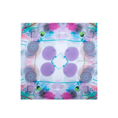 Lilia Munn Women's Mulberry Silk Scarf– White| Kaleidoscope Mind Print In Multi