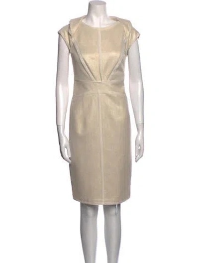 Pre-owned Lilia Stogova Bateau Neckline Knee-length Dress In Neutral