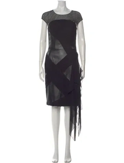Pre-owned Lilia Stogova Crew Neck Knee-length Dress In Black