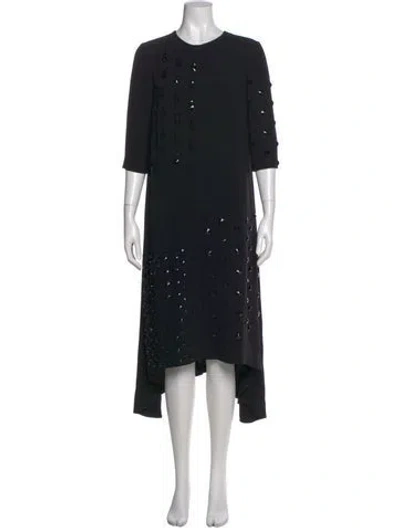 Pre-owned Lilia Stogova Crew Neck Long Dress In Black
