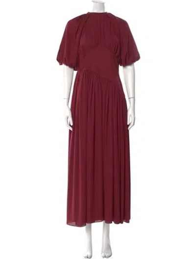 Pre-owned Lilia Stogova Crew Neck Long Dress In Red