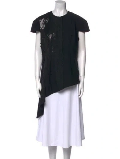 Pre-owned Lilia Stogova Crew Neck Short Sleeve Tunic In Black