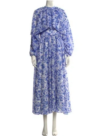 Pre-owned Lilia Stogova Floral Print Long Dress In Multi