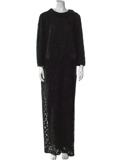 Pre-owned Lilia Stogova Lace Long Dress In Black