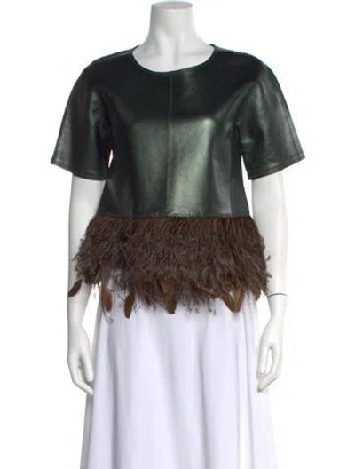 Pre-owned Lilia Stogova Leather Colorblock Pattern Top In Multi